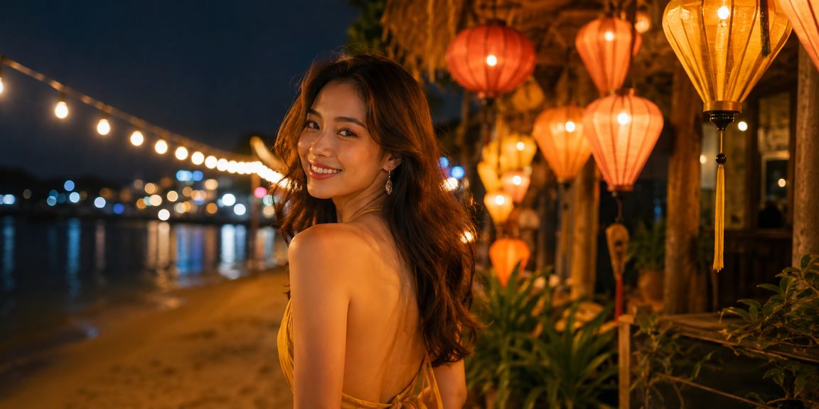Phong cảnh đêm Hội An với ánh sáng và không khí náo nhiệt